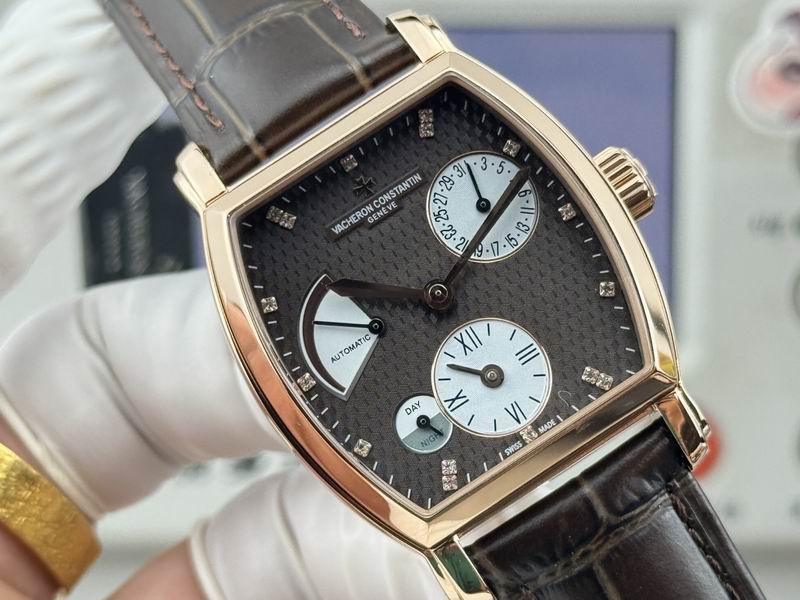 Vacheron Constantin Malte Tonneau Dual Time Black Dial Watch 36mm