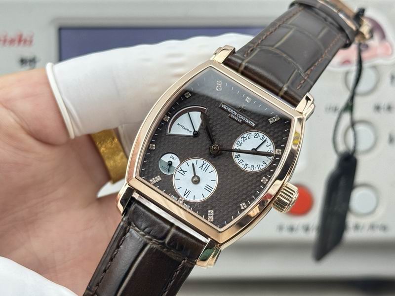 Vacheron Constantin Malte Tonneau Dual Time Black Dial Watch 36mm