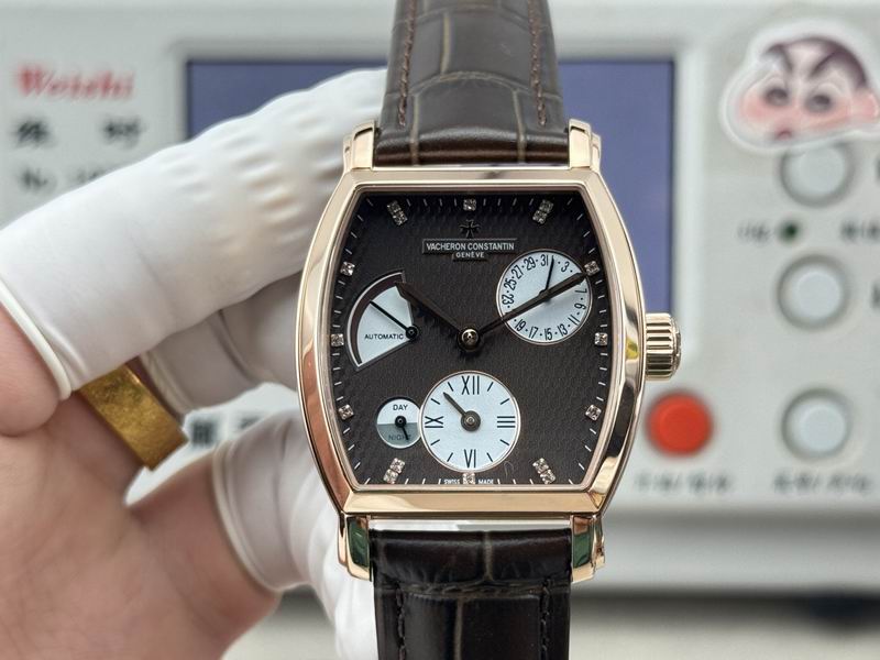 Vacheron Constantin Malte Tonneau Dual Time Black Dial Watch 36mm