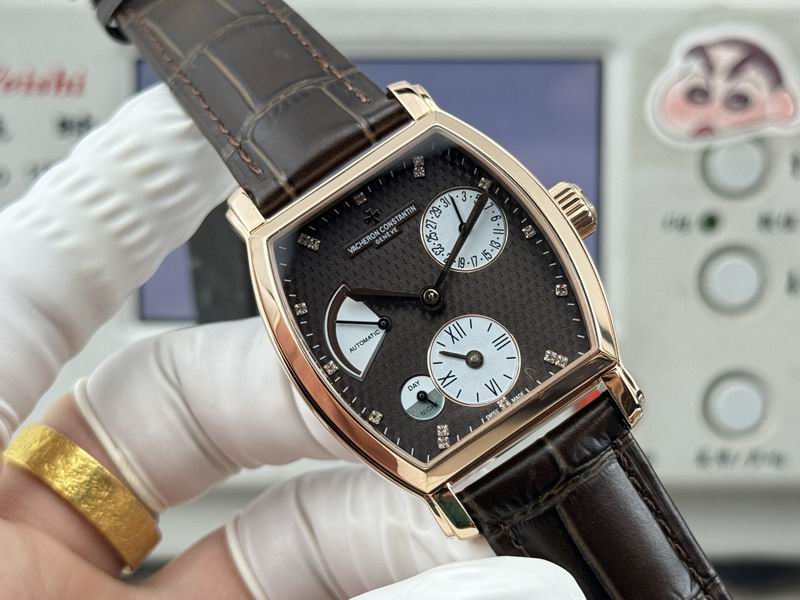 Vacheron Constantin Malte Tonneau Dual Time Black Dial Watch 36mm