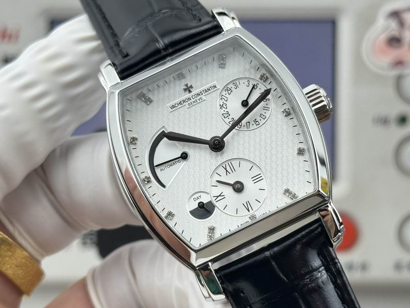 Vacheron Constantin Malte Tonneau Dual Time Silver Dial Automatic Watch 36mm