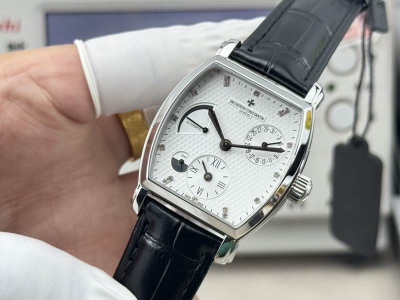 Vacheron Constantin Malte Tonneau Dual Time Silver Dial Automatic Watch 36mm