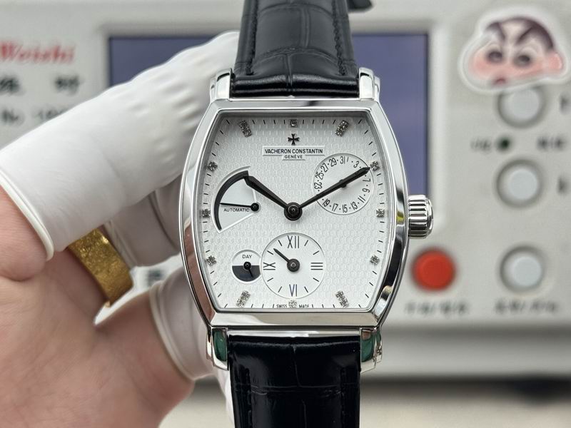 Vacheron Constantin Malte Tonneau Dual Time Silver Dial Automatic Watch 36mm