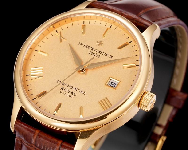 Vacheron Constantin Chronomètre Royal Automatic Champagne Dial Brown Leather Watch 40mm