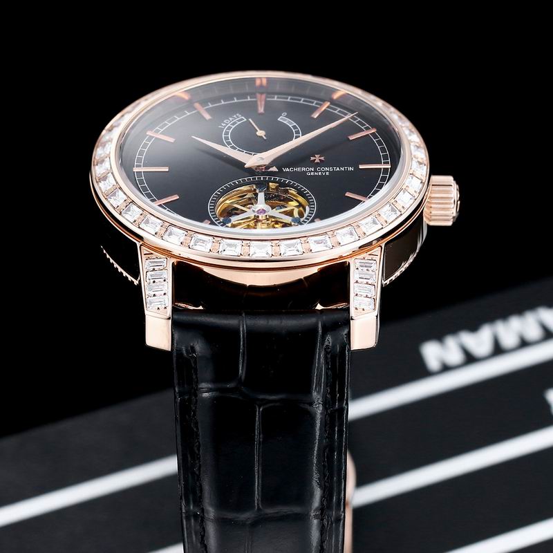 Vacheron Constantin Traditionnelle 14-Day Tourbillon Black Dial Diamond Watch 44mm