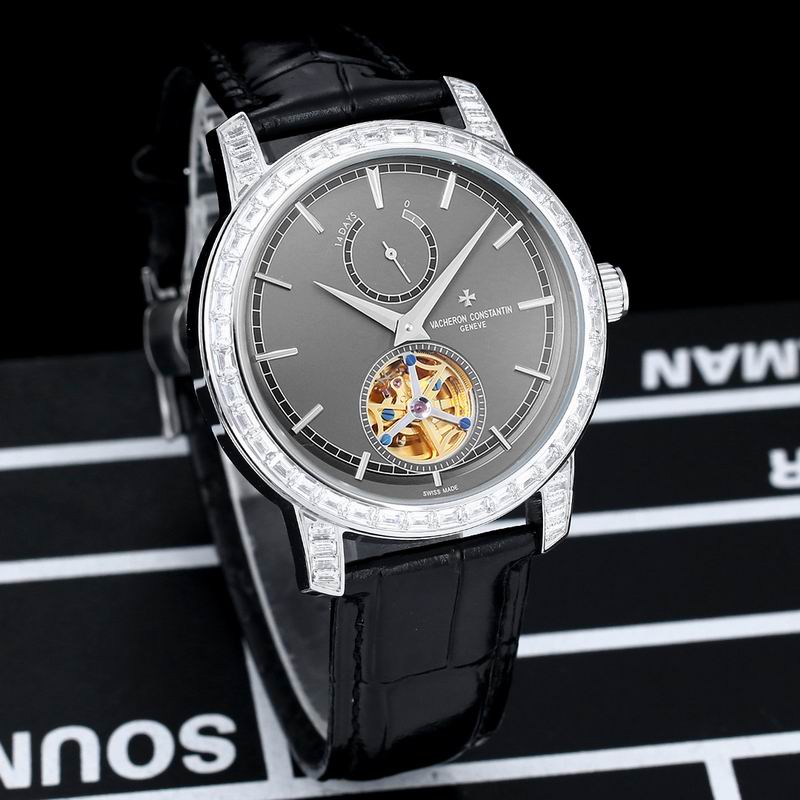 Vacheron Constantin Traditionnelle 14-Day Tourbillon Black Dial Diamond Watch 44mm