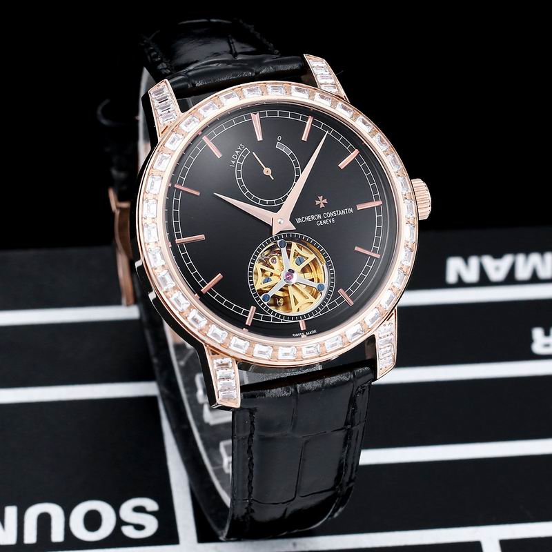 Vacheron Constantin Traditionnelle 14-Day Tourbillon Black Dial Diamond Watch 44mm
