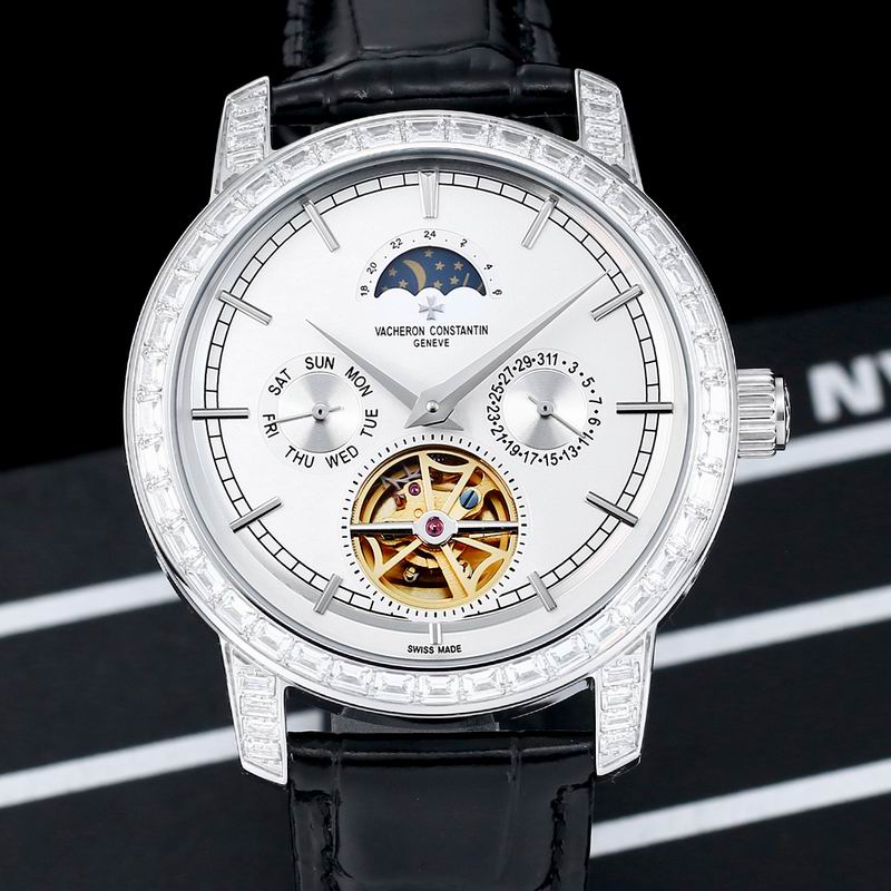 Vacheron Constantin Malte Tourbillon Perpetual Calendar High Jewellery Diamond Set White Gold Watch 44mm