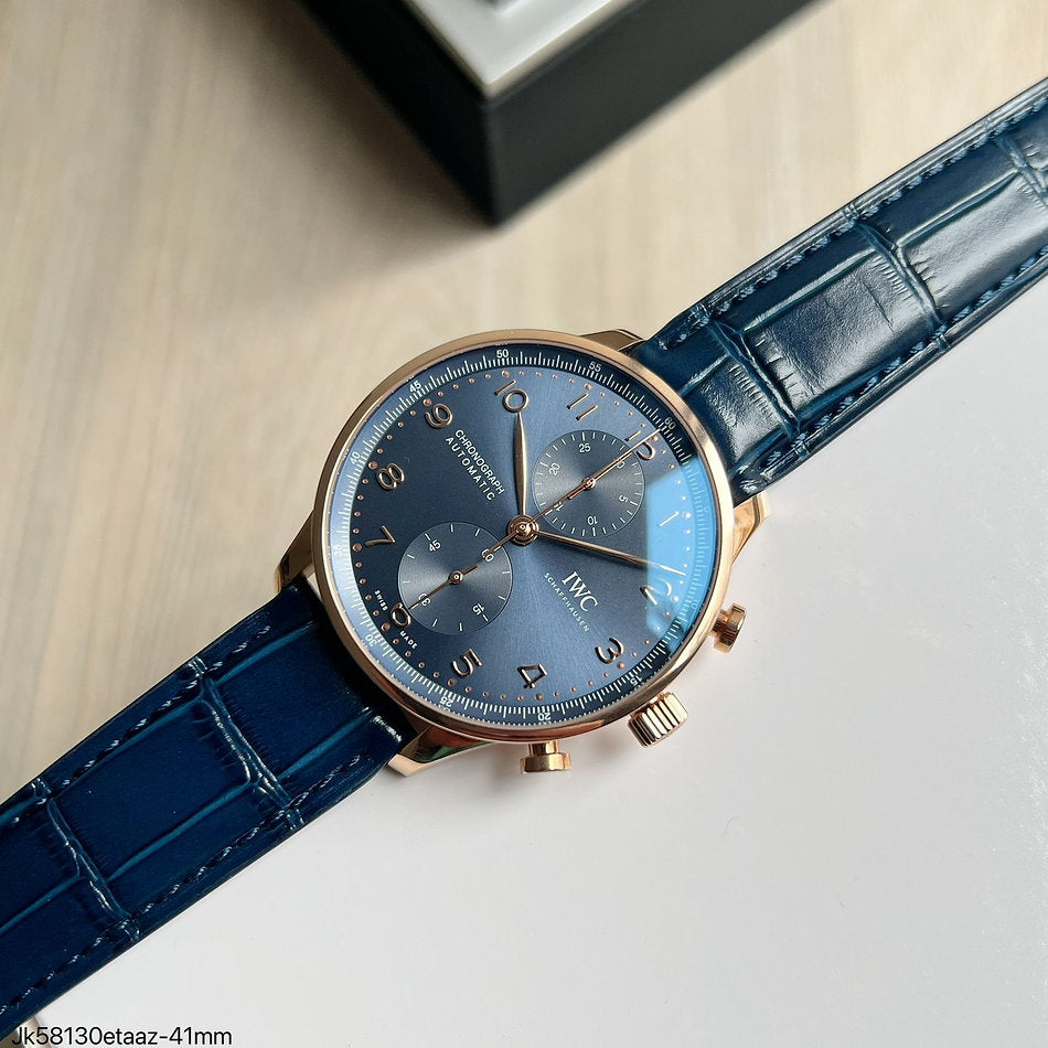IWC Portugieser Chronograph 18K Rose Gold Blue 41 mm