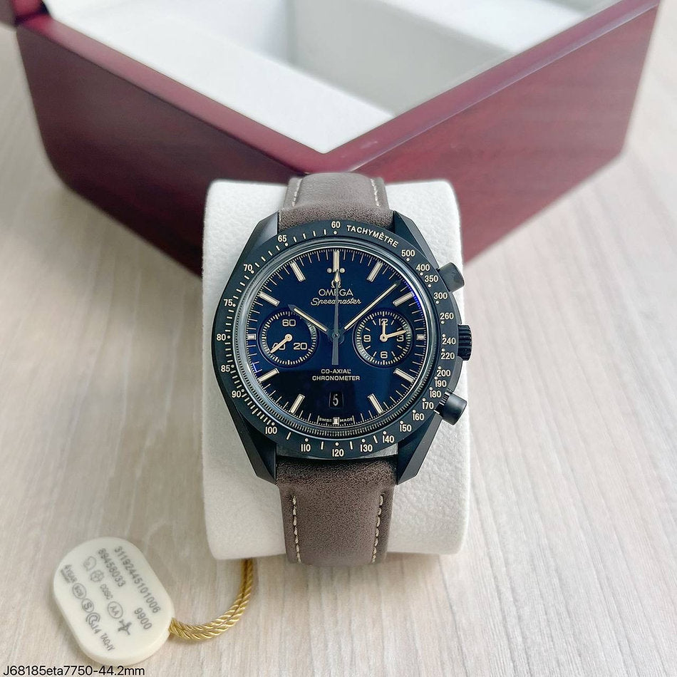 Omega Speedmaster Date 44 mm Black Brown Leather