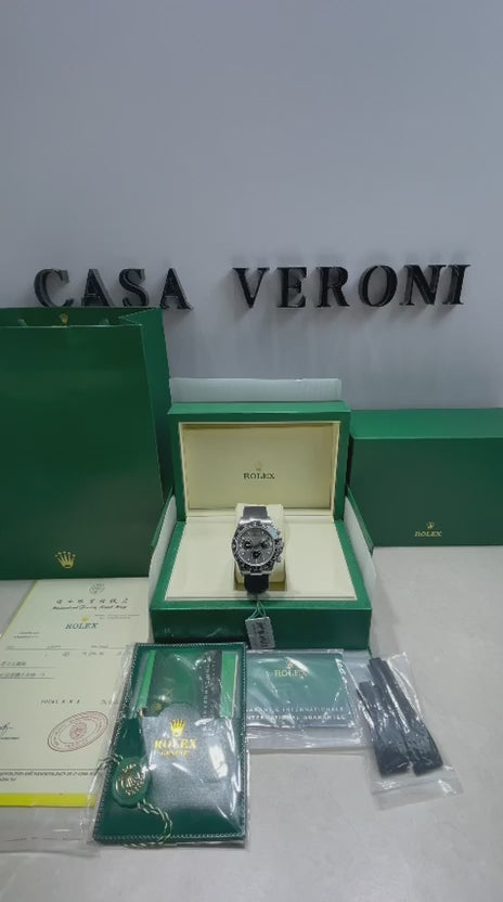 Rolex Oyster Perpetual Cosmograph Daytona White Gold Black Diamond Dial 40 mm
