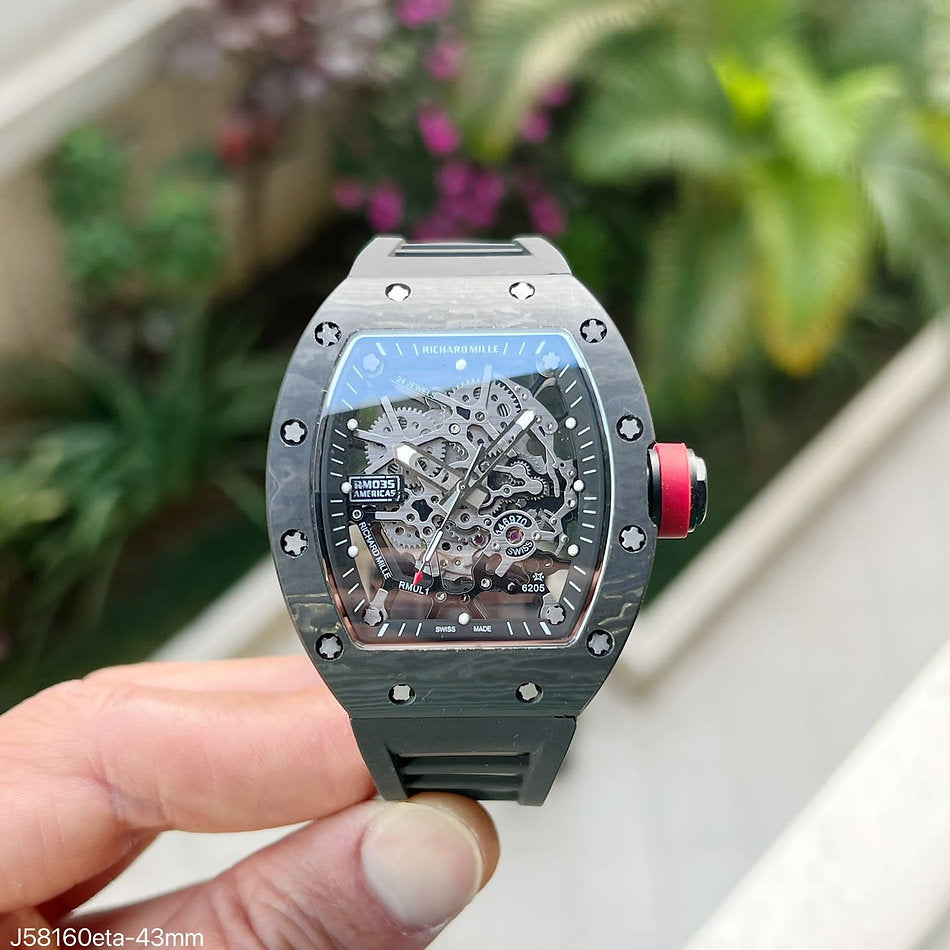 Richard Mille RM 035 Americas Black Skeleton Red Crown 43 mm