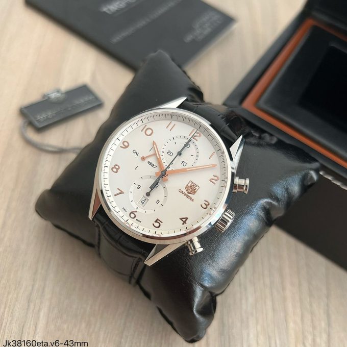 TAG Heuer Carrera Calibre 1887 Chronograph White Leather 43 mm
